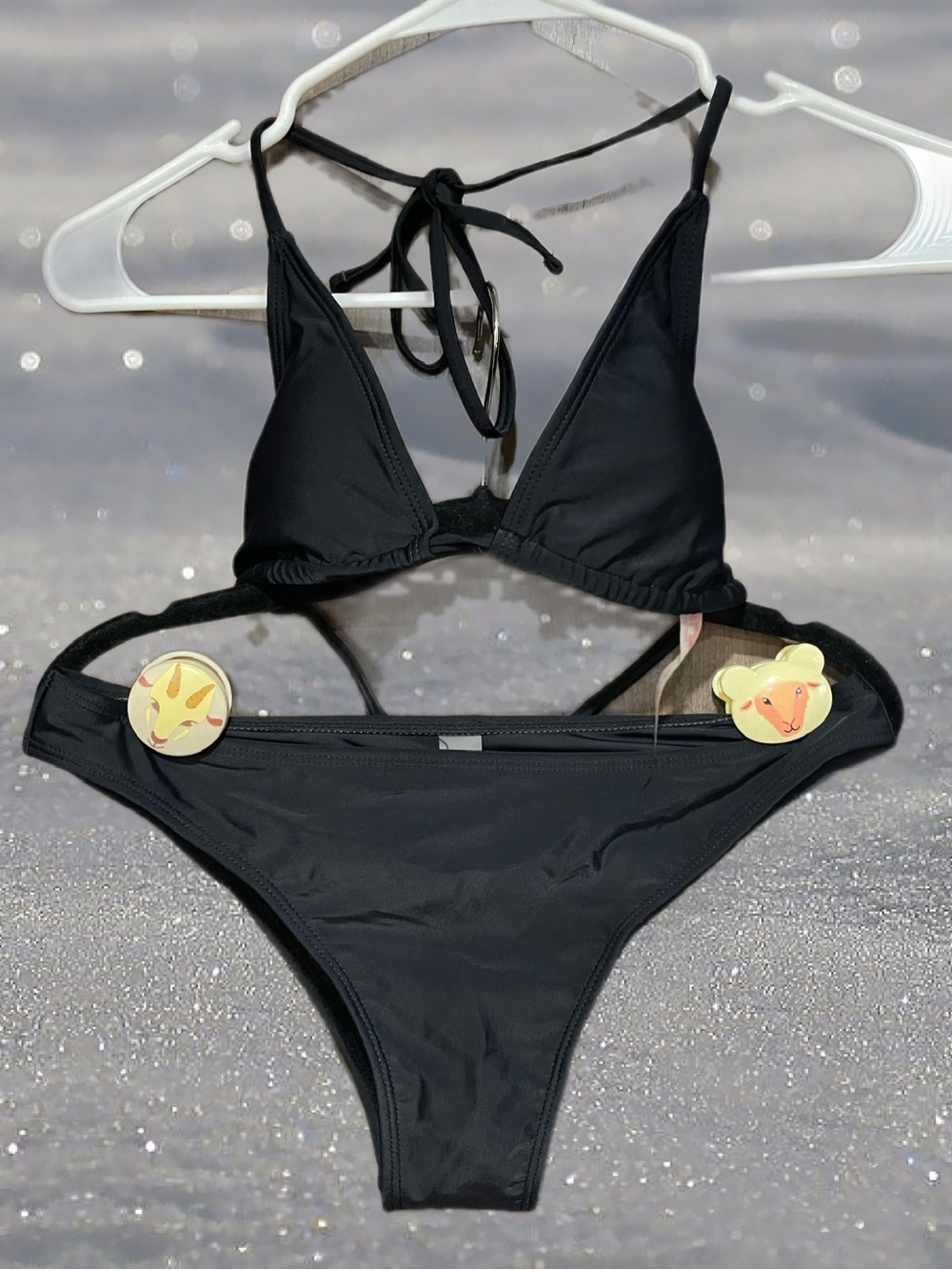 SUMMER SALE!! NWT- BLACK 3 piece bikini set. Cover up, top and bottom - Picture 6 of 6